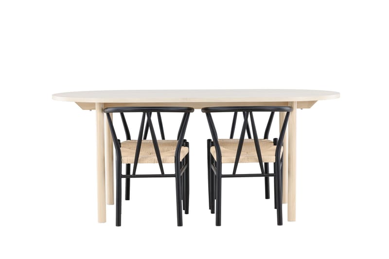 Andy Matgrupp 180 cm Oval med 4 Alfons stolar - Whitewash/Svart - Products - Möbler - Bord & matgrupp - Matgrupp