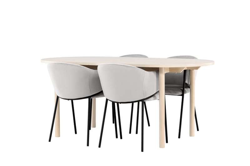 Andy Matgrupp 180 cm Oval med 4 Evelina stolar - Whitewash/Grå - Products - Möbler - Bord & matgrupp - Matgrupp