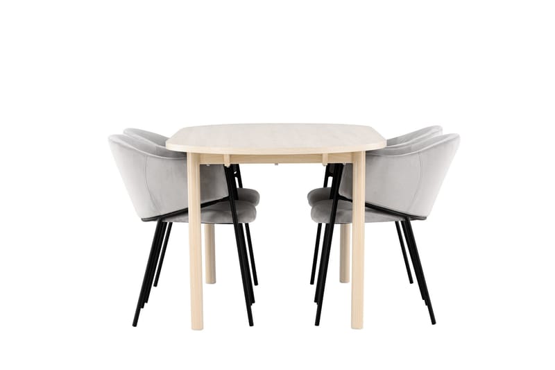 Andy Matgrupp 180 cm Oval med 4 Evelina stolar - Whitewash/Grå - Products - Möbler - Bord & matgrupp - Matgrupp