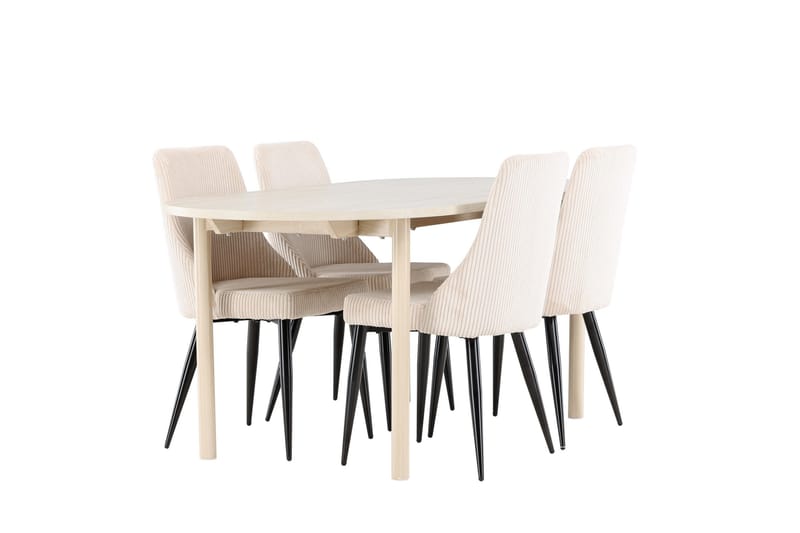 Andy Matgrupp 180 cm Oval med 4 Leone stolar - Whitewash/Beige - Products - Möbler - Bord & matgrupp - Matgrupp