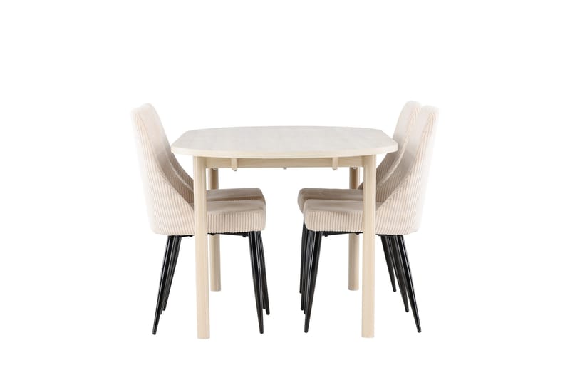 Andy Matgrupp 180 cm Oval med 4 Leone stolar - Whitewash/Beige - Products - Möbler - Bord & matgrupp - Matgrupp
