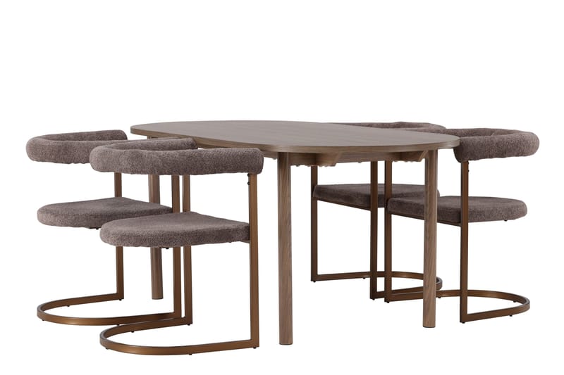 Andy Matgrupp 180 cm Oval med 4 Morning stolar - Brun - Products - Möbler - Bord & matgrupp - Matgrupp