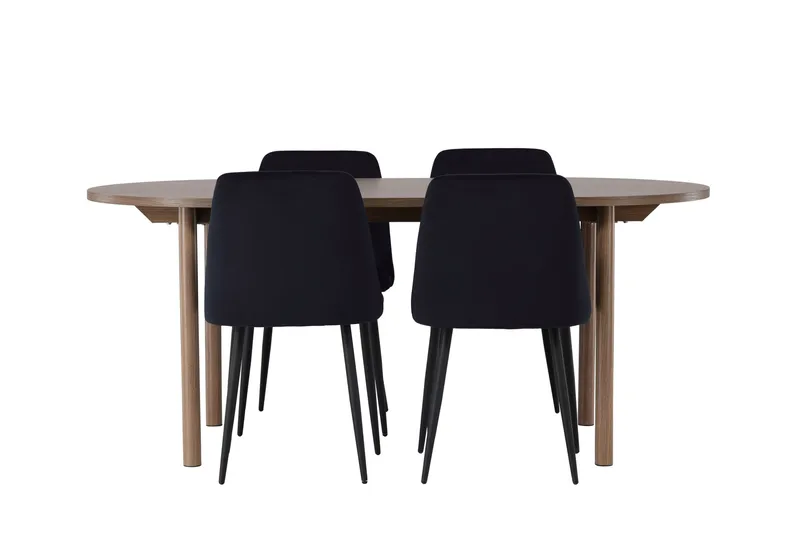 Andy Matgrupp 180 cm Oval med 4 Night stolar, Svart
