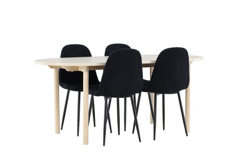 Andy Matgrupp 180 cm Oval med 4 Polar stolar - Whitewash/Svart - Products - Möbler - Bord & matgrupp - Matgrupp