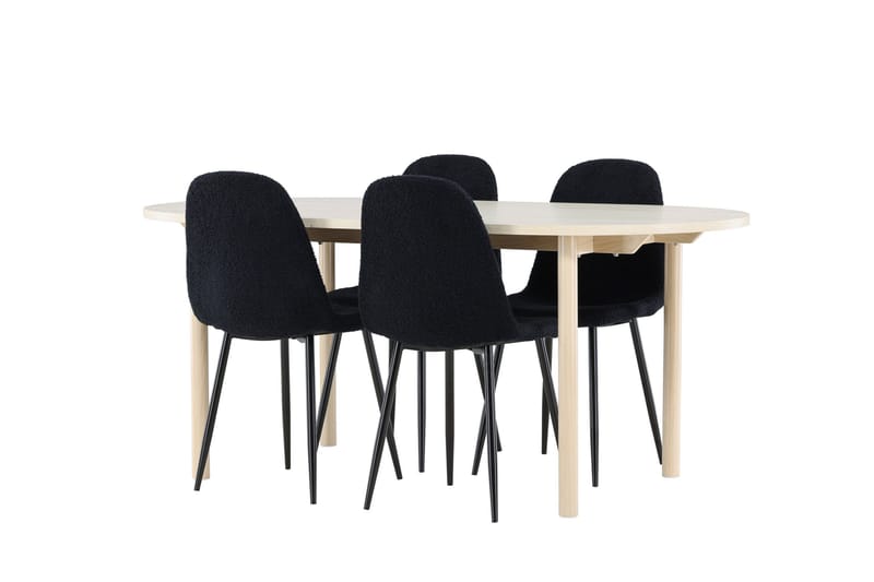Andy Matgrupp 180 cm Oval med 4 Polar stolar - Whitewash/Svart - Products - Möbler - Bord & matgrupp - Matgrupp