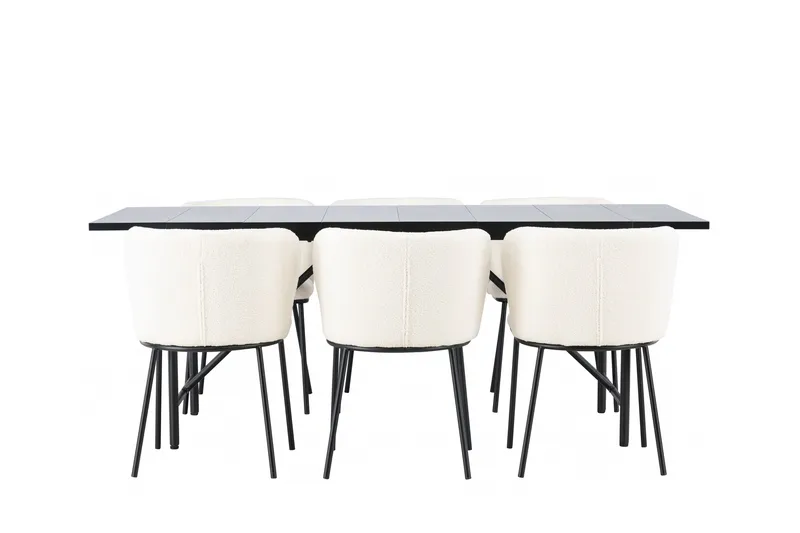 Astrid Matgrupp 200 cm Rektangulär med 6 Edina Stolar, Svart