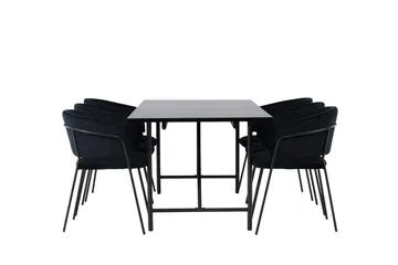 Astrid Matgrupp 200 cm Rektangulär med 6 Selma Stolar - Svart - Products - Möbler - Bord & matgrupp - Matgrupp
