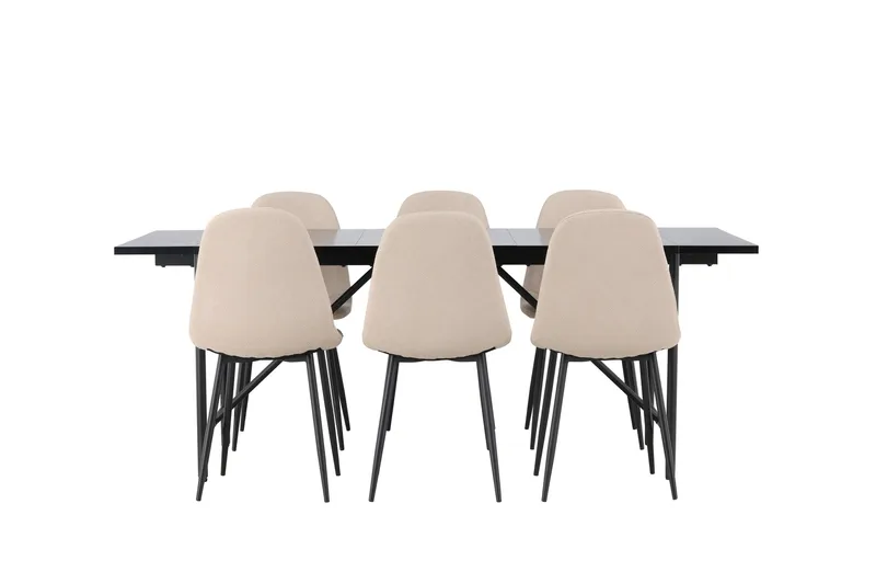 Astrid Matgrupp 200 cm Rektangulär med 6 Polar stolar, Beige