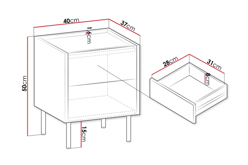 Akihito Sängbord 40 cm - Brun - Products - Möbler - Bord & matgrupp - Avlastningsbord & sidobord - Sängbord & nattduksbord