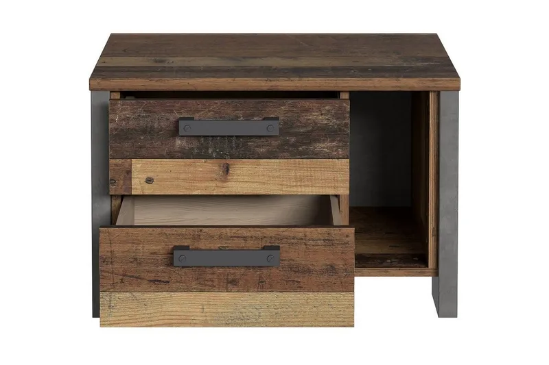 Cadle Sängbord 62 cm med Förvaring 2 Lådor + Hylla - Brun/Grå - Products - Möbler - Bord & matgrupp - Avlastningsbord & sidobord - Sängbord & nattduksbord