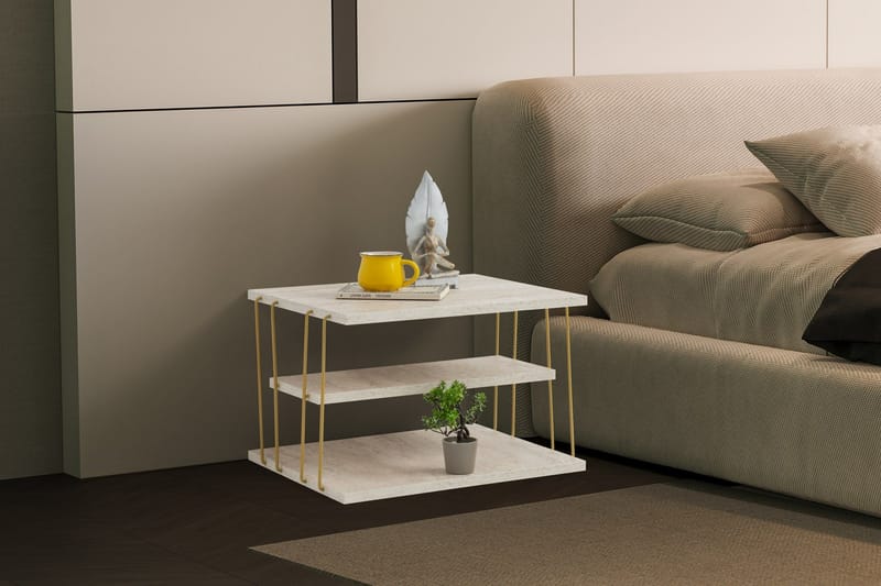 Lifon Sidobord 50 cm - Guld/Marmor - Products - Möbler - Bord & matgrupp - Avlastningsbord & sidobord - Brickbord & småbord