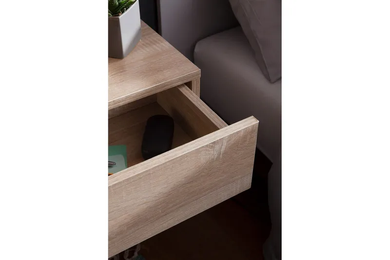 Sängbord Wohnling med låda för väggmontering, svävande utseende Sonoma - Sonoma - Products - Möbler - Bord & matgrupp - Avlastningsbord & sidobord - Sängbord & nattduksbord