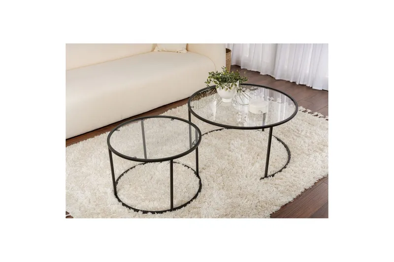 Soffbordset 2 delar Rikiya Svart Transparent - Svart Transparent - Products - Möbler - Bord & matgrupp - Avlastningsbord & sidobord - Satsbord
