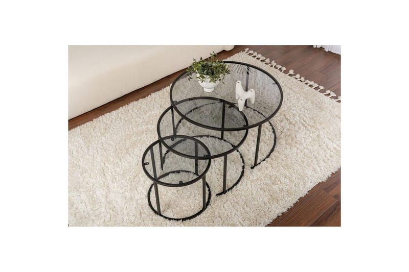 Soffbordset 3 delar Rikiya Svart Grå - Svart Grå - Products - Möbler - Bord & matgrupp - Avlastningsbord & sidobord - Satsbord