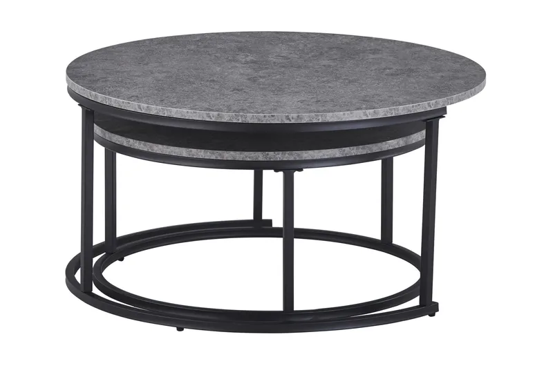 Thyra Satsbord Runt 90 cm 2 bord - Grå / Svart - Products - Möbler - Bord & matgrupp - Avlastningsbord & sidobord - Satsbord