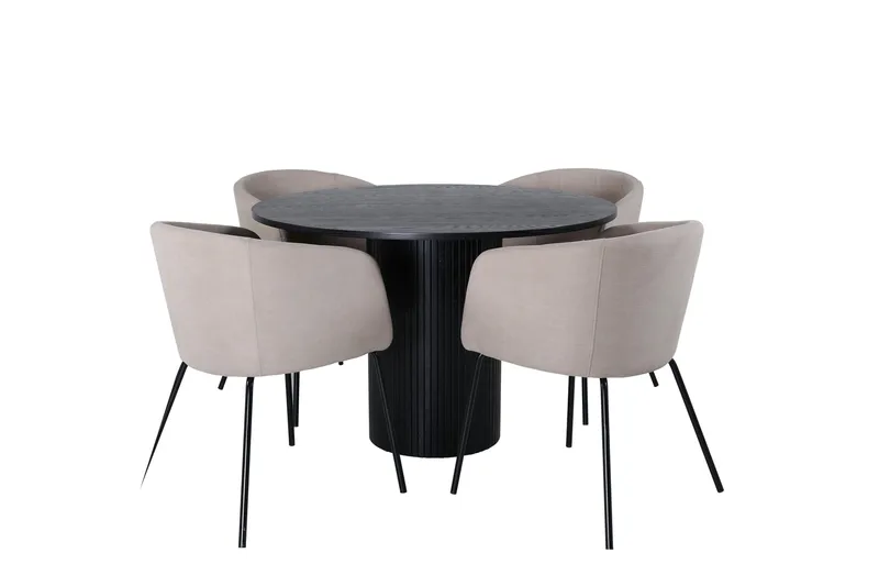 Bianca Matgrupp 110 cm Rund med 4 Berit stolar, Beige
