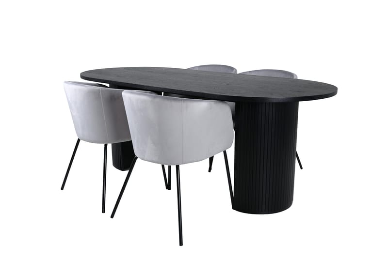 Bianca Matgrupp 200 cm Oval med 4 Berit stolar, Svart