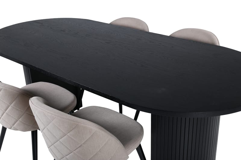Bianca Matgrupp 200 cm Oval med 4 Velvet stolar - Beige - Products - Möbler - Bord & matgrupp - Matgrupp