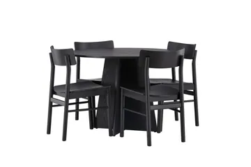 Bootcut Matgrupp + 4 stolar Rund - Svart - Products - Möbler - Bord & matgrupp - Matgrupp