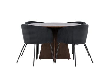 Bootcut Matgrupp 110 cm Rund med 4 Berit stolar - Mocca/Svart - Products - Möbler - Bord & matgrupp - Matgrupp