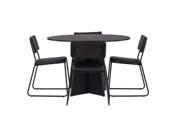 Bootcut Matgrupp 110 cm Rund med 4 Kenth Stolar - Svart - Products - Möbler - Bord & matgrupp - Matgrupp