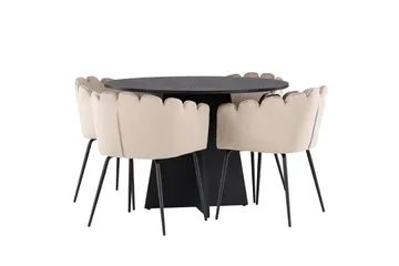 Bootcut Matgrupp 110 cm Rund med 4 Limhamn stolar - Beige - Products - Möbler - Bord & matgrupp - Matgrupp