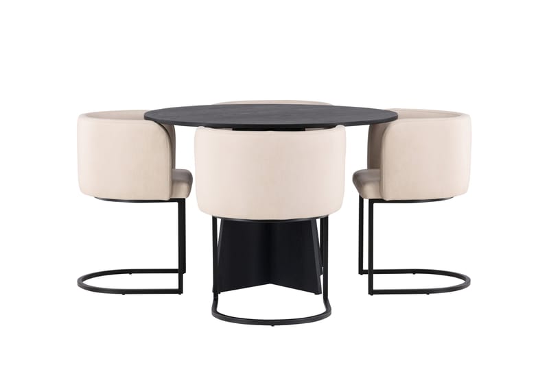 Bootcut Matgrupp 110 cm Rund med 4 Simrishman stolar - Beige - Products - Möbler - Bord & matgrupp - Matgrupp