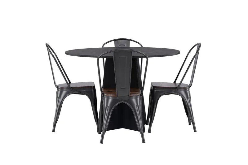 Bootcut Matgrupp 110 cm Rund med 4 Tempe stolar - Svart - Products - Möbler - Bord & matgrupp - Matgrupp