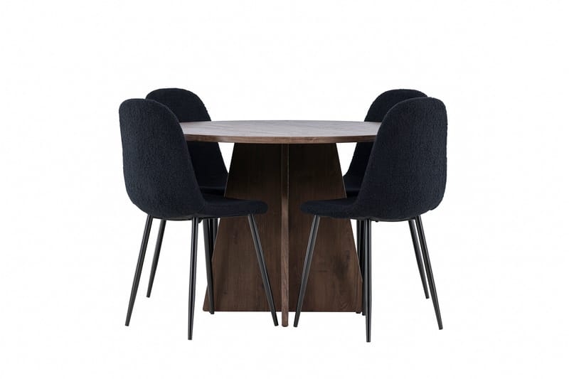 Bootcut Matgrupp 110 cm Rund med 4 Polar stolar - Mocca/Svart - Products - Möbler - Bord & matgrupp - Matgrupp