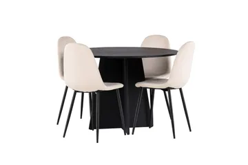 Bootcut Matgrupp 110 cm Rund med 4 Polar stolar - Beige - Products - Möbler - Bord & matgrupp - Matgrupp