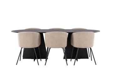 Bootcut Matgrupp 230 cm Rektangulär med 6 Berit stolar - Beige - Products - Möbler - Bord & matgrupp - Matgrupp