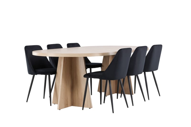 Bootcut Matgrupp 230 cm Rektangulär med 6 Night stolar - Whitewash/Svart - Products - Möbler - Bord & matgrupp - Matgrupp