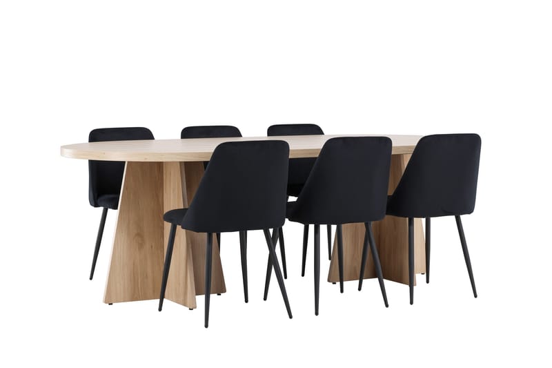 Bootcut Matgrupp 230 cm Rektangulär med 6 Night stolar - Whitewash/Svart - Products - Möbler - Bord & matgrupp - Matgrupp