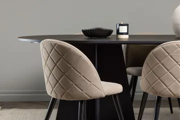 Bootcut Matgrupp 230 cm Rektangulär med 6 Velvet stolar - Beige - Products - Möbler - Bord & matgrupp - Matgrupp