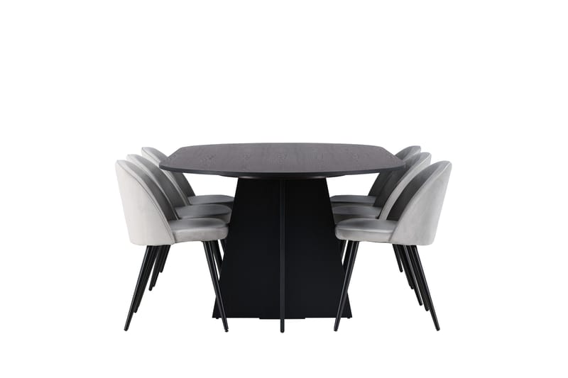 Bootcut Matgrupp 230 cm Rektangulär med 6 Velvet stolar - Svart - Products - Möbler - Bord & matgrupp - Matgrupp