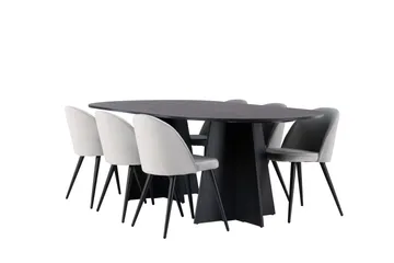 Bootcut Matgrupp 230 cm Rektangulär med 6 Velvet stolar - Svart - Products - Möbler - Bord & matgrupp - Matgrupp