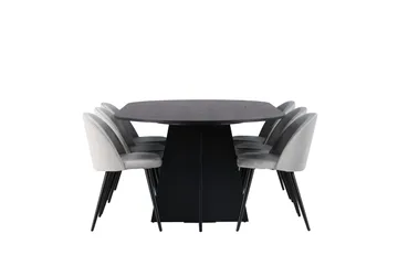 Bootcut Matgrupp 230 cm Rektangulär med 6 Velvet stolar - Svart - Products - Möbler - Bord & matgrupp - Matgrupp