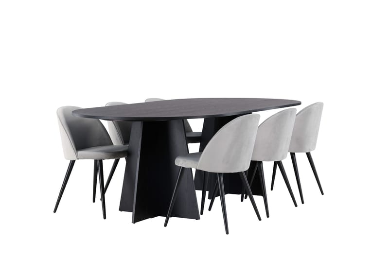 Bootcut Matgrupp 230 cm Rektangulär med 6 Velvet stolar - Svart - Products - Möbler - Bord & matgrupp - Matgrupp