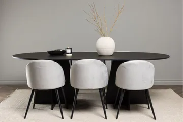 Bootcut Matgrupp 230 cm Rektangulär med 6 Velvet stolar - Svart - Products - Möbler - Bord & matgrupp - Matgrupp