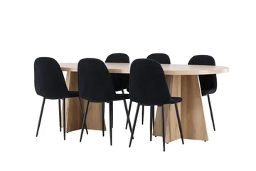 Bootcut Matgrupp 230 cm Rektangulär med 6 Polar stolar - Whitewash/Svart - Products - Möbler - Bord & matgrupp - Matgrupp