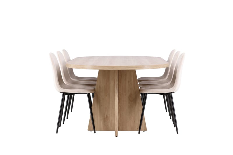 Bootcut Matgrupp 230 cm Rektangulär med 6 Polar stolar - Whitewash/Beige - Products - Möbler - Bord & matgrupp - Matgrupp