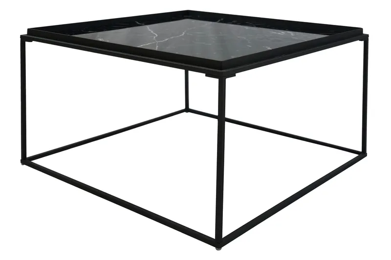 Burwick Soffbord 80 cm Marmormönster Kvadratisk - Svart - Products - Möbler - Bord & matgrupp - Soffbord