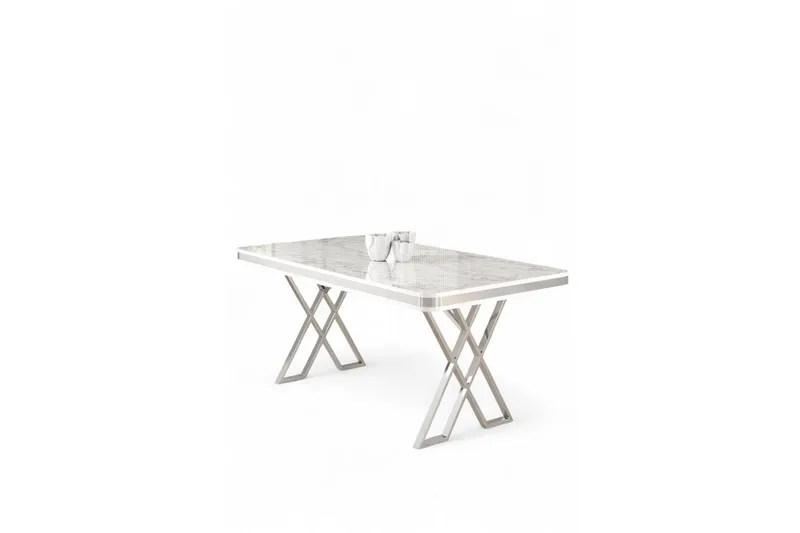 Calchera Matbord 130 cm Rektangulär - Vit Marmor/Krom - Products - Möbler - Bord & matgrupp - Matbord & köksbord