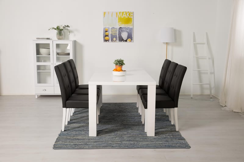 Cibus Matgrupp 180 cm med 6 Viktor Stol - Vit/Svart - Products - Möbler - Bord & matgrupp - Matgrupp
