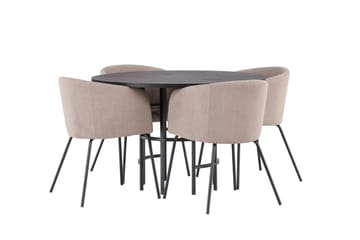 Copenhagen Matgrupp 115 cm Rund med 4 Berit stolar - Beige - Products - Möbler - Bord & matgrupp - Matgrupp