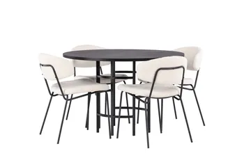 Copenhagen Matgrupp 115 cm Rund med 4 Chico Stolar - Svart - Products - Möbler - Bord & matgrupp - Matgrupp