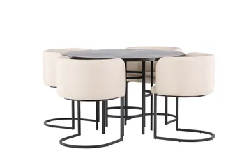Copenhagen Matgrupp 115 cm Rund med 4 Simrishman stolar - Beige - Products - Möbler - Bord & matgrupp - Matgrupp