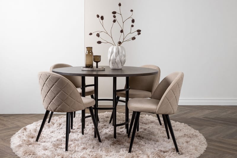 Copenhagen Matgrupp 115 cm Rund med 4 Velvet stolar - Beige - Products - Möbler - Bord & matgrupp - Matgrupp