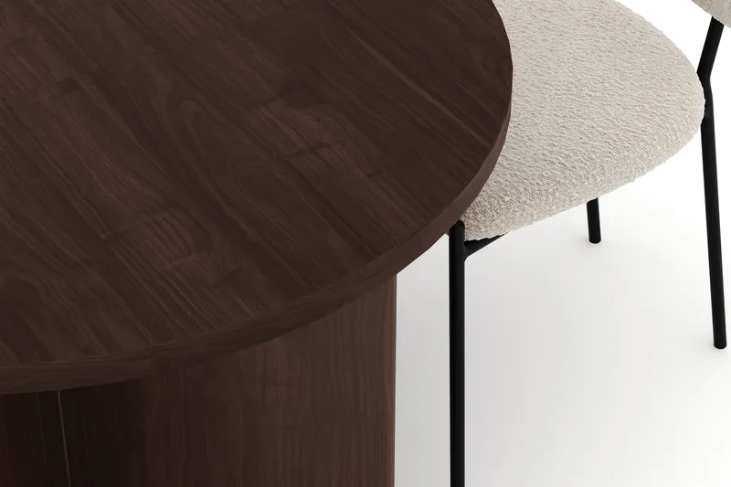 Dano Matbord 180 cm  med 4 Gemmiano Matstolar - Valnöt / Vit Bouclé - Products - Möbler - Bord & matgrupp - Matgrupp