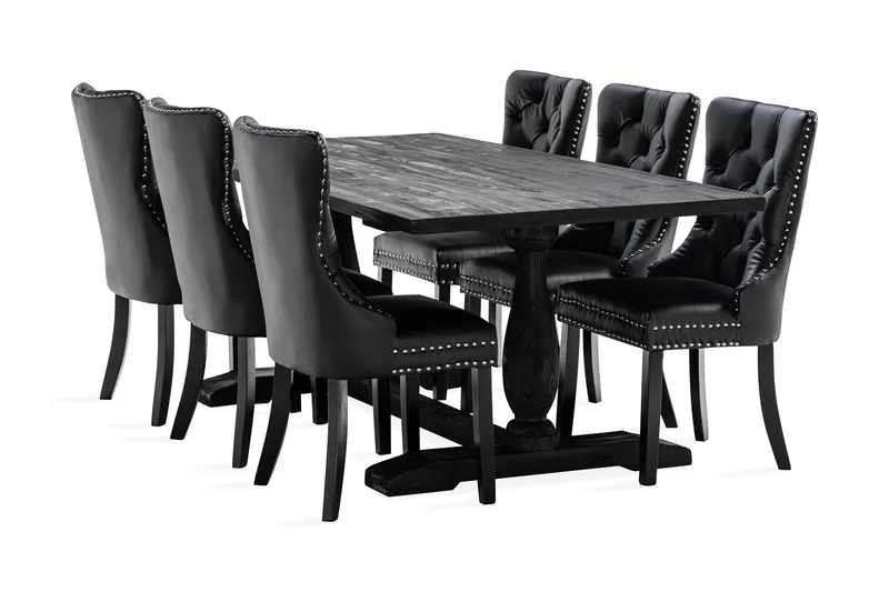 Dijon Matgrupp 200 cm inkl 6 Bergviken Stolar Konstläder, Brun